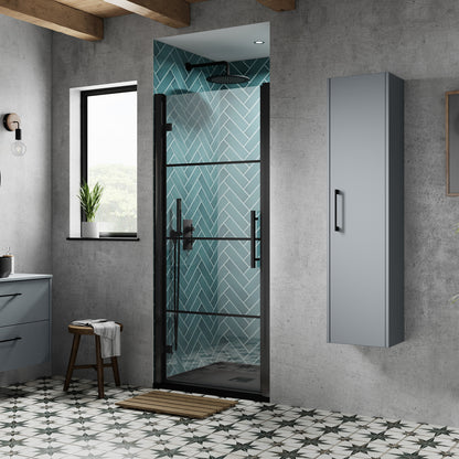 Fairford 8mm Matt Black Lined, 800mm Hinged Shower Door