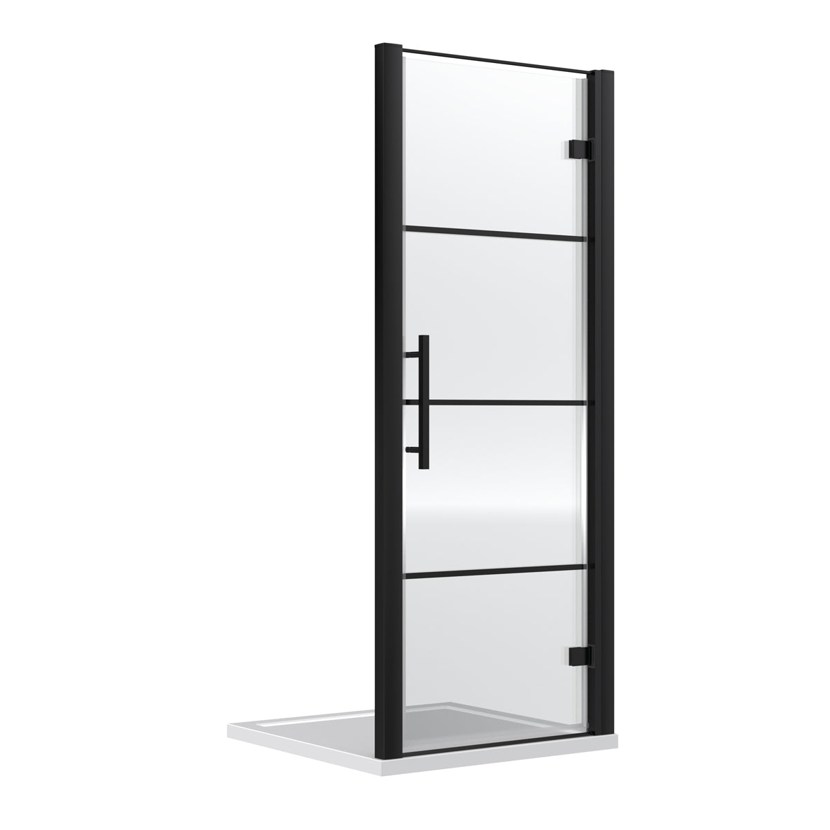 Fairford 8mm Matt Black Lined, 900mm Hinged Shower Door