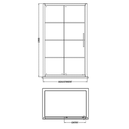 Fairford 8mm Matt Black Lined, 1200mm Sliding Shower Door