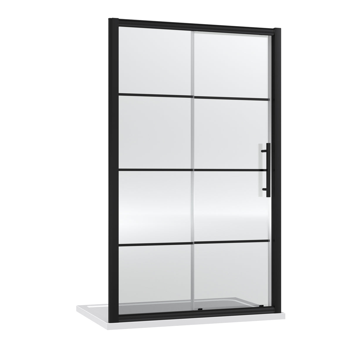 Fairford 8mm Matt Black Lined, 1400mm Sliding Shower Door