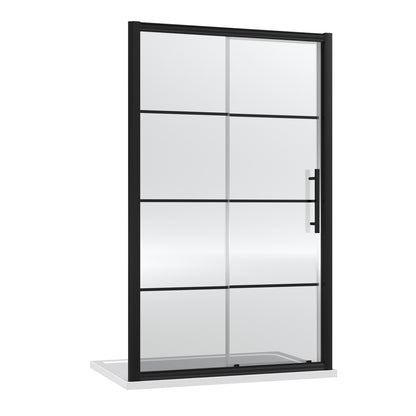 Fairford 8mm Matt Black Lined, 1400mm Sliding Shower Door