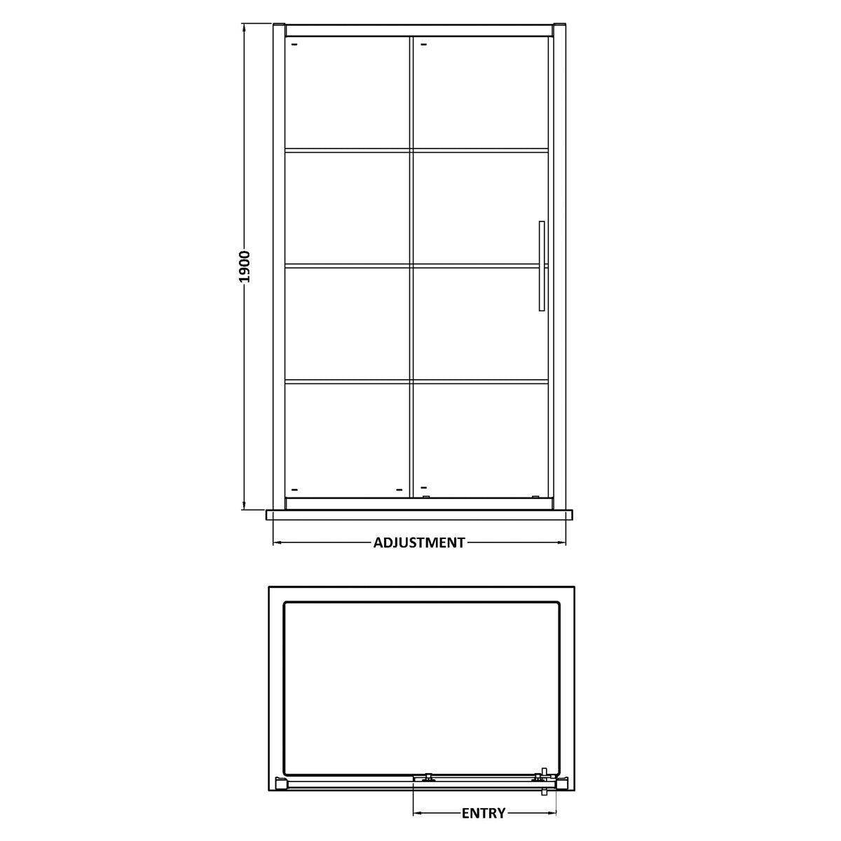 Fairford 8mm Matt Black Lined, 1400mm Sliding Shower Door