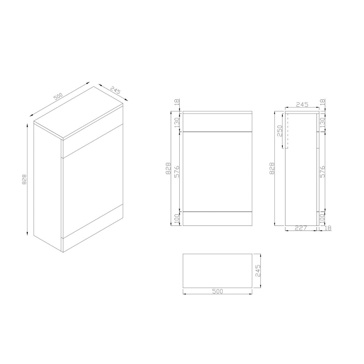 Fairford Tone 500mm Grey Oak WC Unit