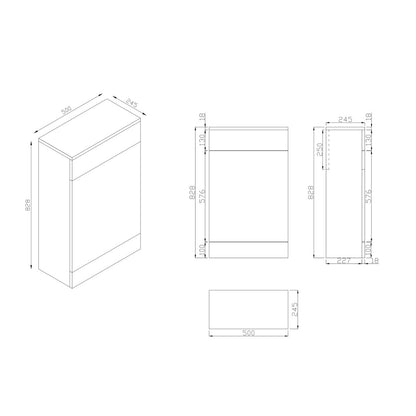 Fairford Tone 500mm Grey Oak WC Unit