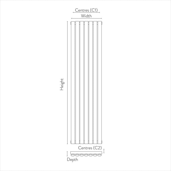 Fairford Apex White Designer Radiator 1800mm X 413mm