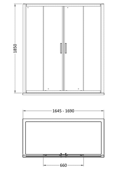 Fairford 6mm, 1700mm Sliding Double Shower Door
