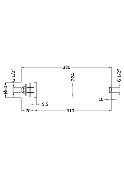 Fairford Element 5 Brushed Brass 300mm Ceiling Mounted Arm