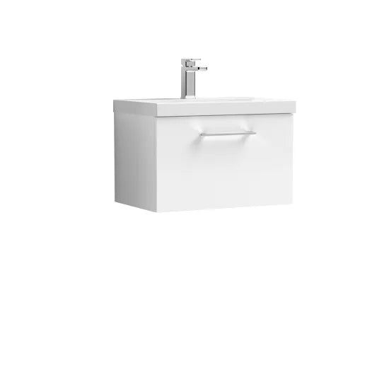 Fairford Aspri Gloss White 600mm 1 Drawer Wall Hung Vanity Unit