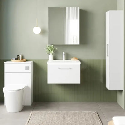 Fairford Aspri Gloss White 600mm 1 Drawer Wall Hung Vanity Unit