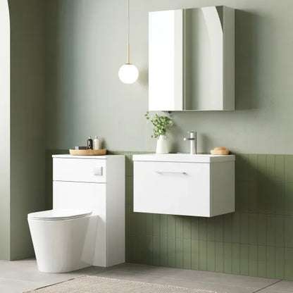 Fairford Aspri Gloss White 600mm 1 Drawer Wall Hung Vanity Unit