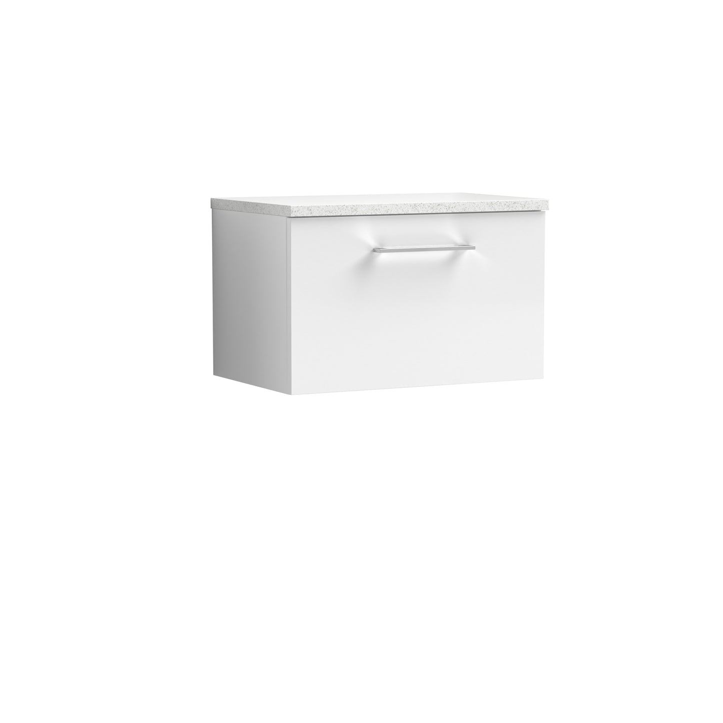 Fairford Aspri 2 600mm Gloss White Wall Hung Vanity Unit, Laminate White Worktop