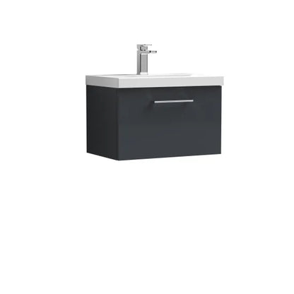 Fairford Aspri Soft Black 600mm 1 Drawer Wall Hung Vanity Unit