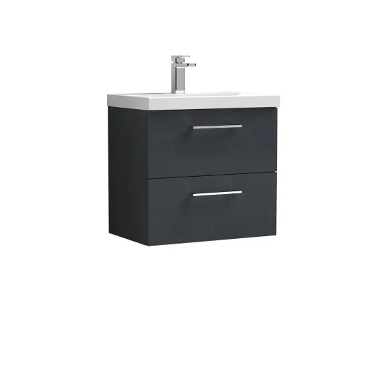 Fairford Aspri Soft Black 600mm 2 Drawer Wall Hung Vanity Unit