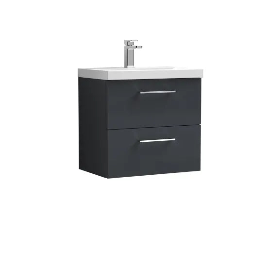 Fairford Aspri Soft Black 600mm 2 Drawer Wall Hung Vanity Unit