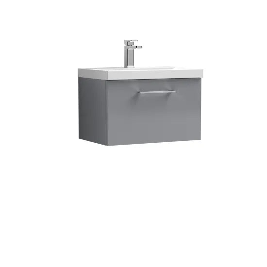 Fairford Aspri Satin Grey 600mm 1 Drawer Wall Hung Vanity Unit