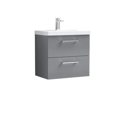 Fairford Aspri Satin Grey 600mm 2 Drawer Wall Hung Vanity Unit
