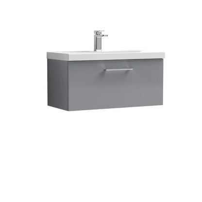 Fairford Aspri Satin Grey 800mm 1 Drawer Wall Hung Vanity Unit