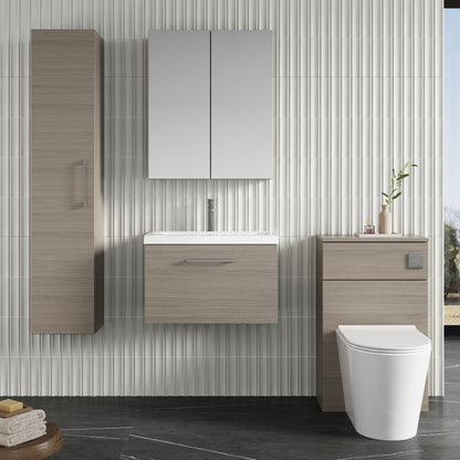 Fairford Aspri 2 600mm Solace Oak Wall Hung Vanity Unit, 40mm Basin