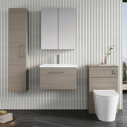 Fairford Aspri 2 600mm Solace Oak Wall Hung Vanity Unit, 40mm Basin