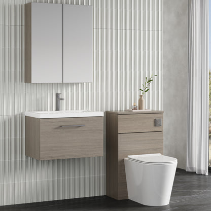 Fairford Aspri 2 600mm Solace Oak Wall Hung Vanity Unit, 40mm Basin