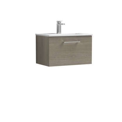 Fairford Aspri 2 600mm Solace Oak Wall Hung Vanity Unit, 18mm Basin