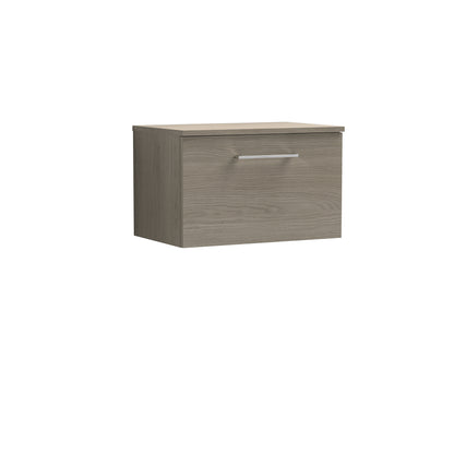 Fairford Aspri 2 600mm Solace Oak Wall Hung Vanity Unit, MDF Solace Oak Worktop