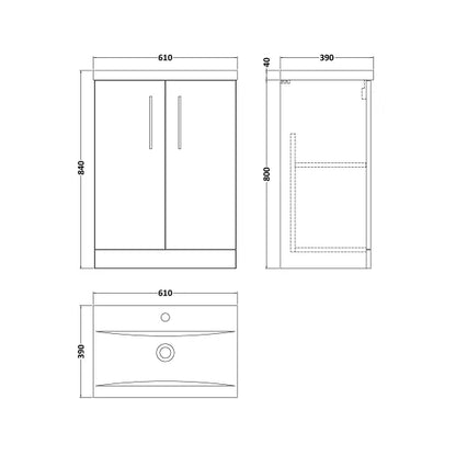 Fairford Aspri Bleached Oak 600mm 2 Door Floorstanding Vanity Unit