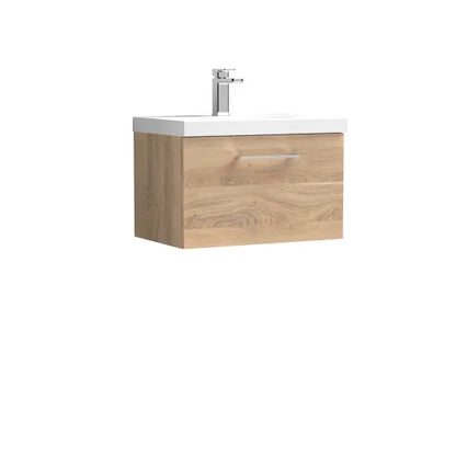 Fairford Aspri Bleached Oak 600mm 1 Drawer Wall Hung Vanity Unit