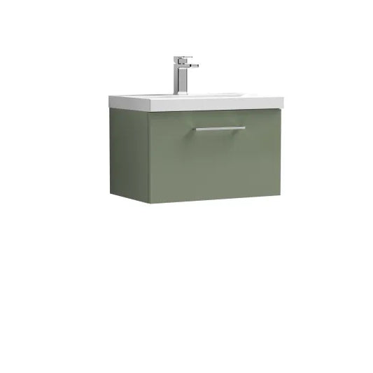 Fairford Aspri Satin Green 600mm 1 Drawer Wall Hung Vanity Unit