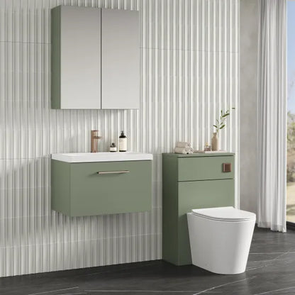 Fairford Aspri Satin Green 600mm 1 Drawer Wall Hung Vanity Unit
