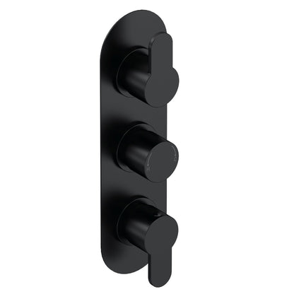 Fairford Element 10 Matt Black Round Concealed Triple Shower Valve, 2 Outlet