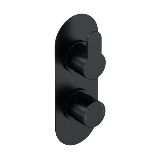 Fairford Element 10 Matt Black Round Concealed Twin Shower Valve, 1 Outlet