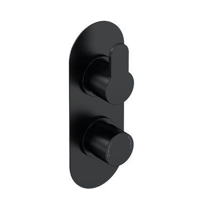 Fairford Element 10 Matt Black Round Concealed Twin Shower Valve with Diverter, 2 Outlet