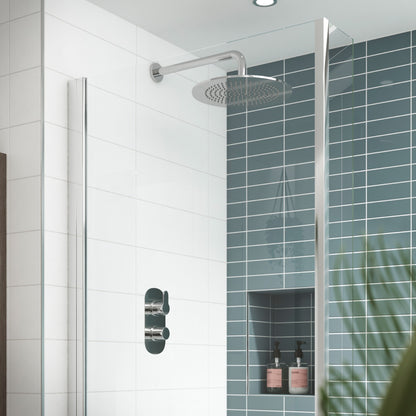 Fairford Element 10 Chrome Round Concealed Twin Shower Valve with Diverter, 2 Outlet
