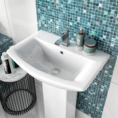 Fairford Nuna 600mm 1 Tap Hole Basin with Full Pedestal