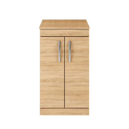 Fairford Carnation 500mm Natural Oak Floor Standing 2 Door Vanity Unit, with Worktop