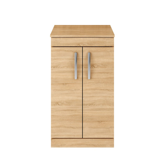 Fairford Carnation 500mm Natural Oak Floor Standing 2 Door Vanity Unit, with Worktop