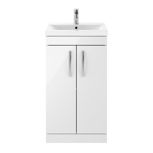 Fairford Carnation 500mm Gloss White Floor Standing 2 Door Vanity Unit, with Basin