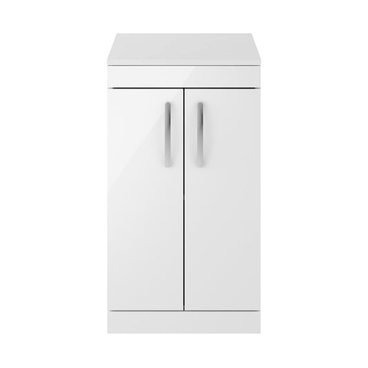 Fairford Carnation 500mm Gloss White Floor Standing 2 Door Vanity Unit, with Worktop