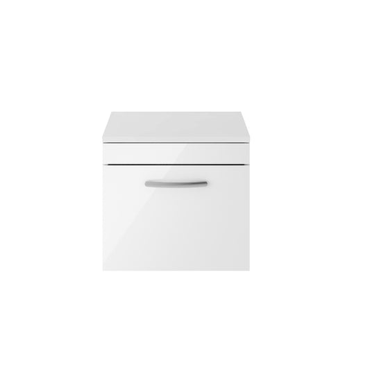 Fairford Carnation 500mm Gloss White Wall Hung 1 Drawer Vanity Unit, with Worktop