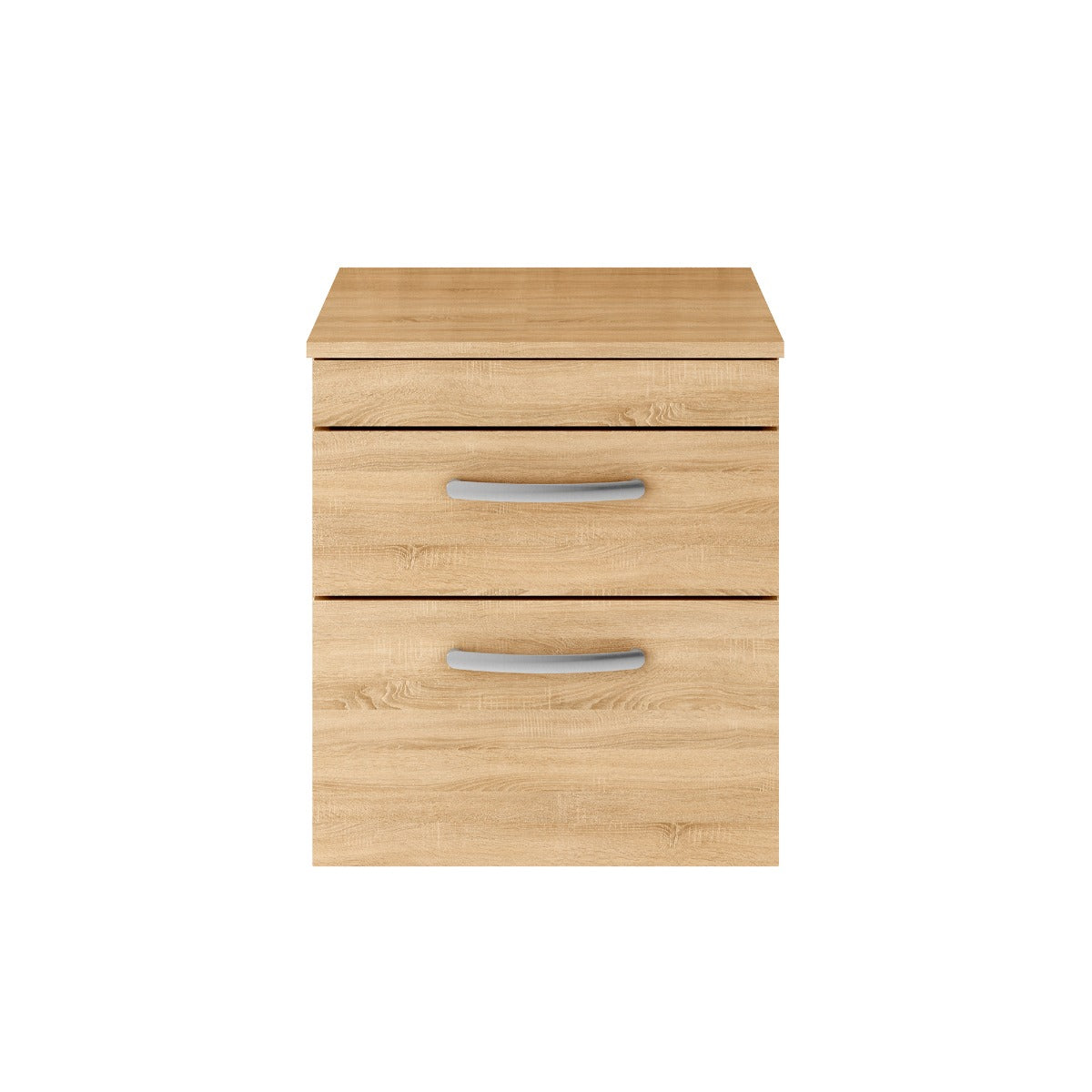 Fairford Carnation 500mm Natural Oak Wall Hung 2 Drawer Vanity Unit, with Worktop