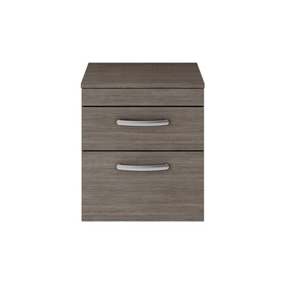 Fairford Carnation 500mm Grey Avola Wall Hung 2 Drawer Vanity Unit, with Worktop