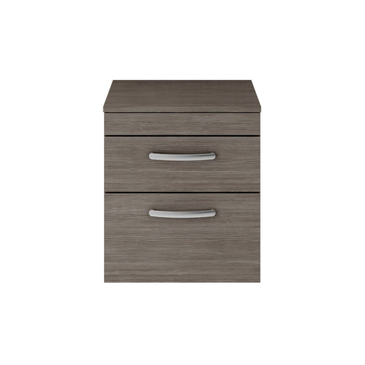 Fairford Carnation 500mm Grey Avola Wall Hung 2 Drawer Vanity Unit, with Worktop