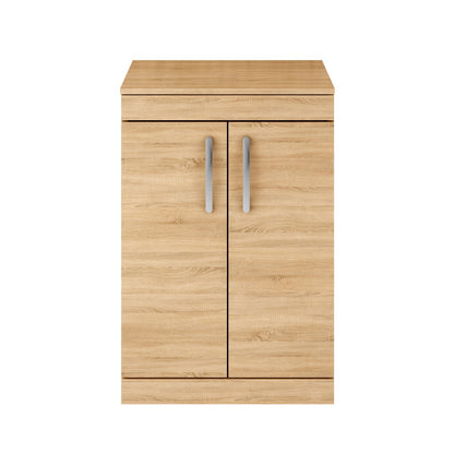 Fairford Carnation 600mm Natural Oak Floor Standing 2 Door Vanity Unit, with Worktop