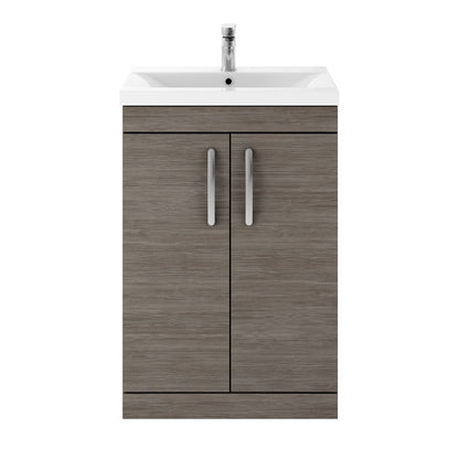 Fairford Carnation 600mm Grey Avola Floor Standing 2 Door Vanity Unit, with Basin