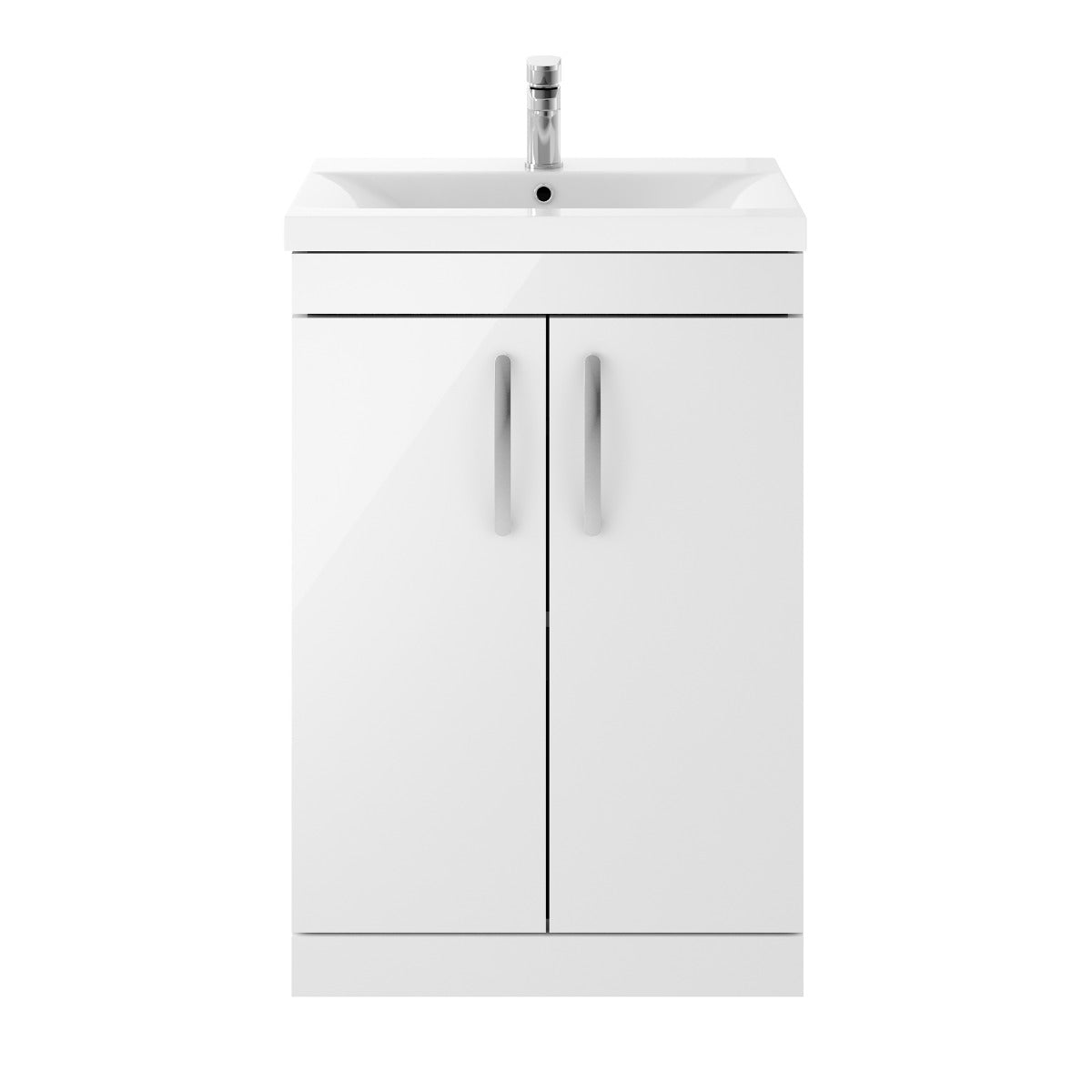 Fairford Carnation 600mm Gloss White Floor Standing 2 Door Vanity Unit, with Basin