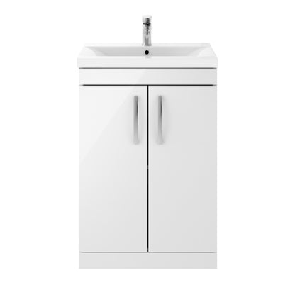 Fairford Carnation 600mm Gloss White Floor Standing 2 Door Vanity Unit, with Basin