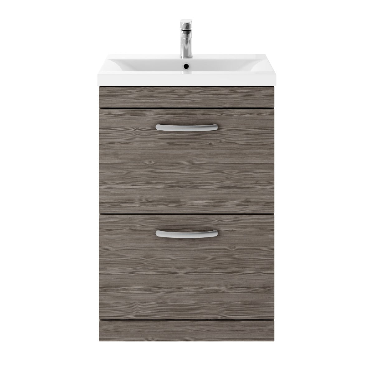 Fairford Carnation 600mm Grey Avola Floor Standing 2 Drawer Vanity Unit, with Basin