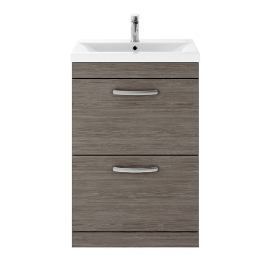 Fairford Carnation 600mm Grey Avola Floor Standing 2 Drawer Vanity Unit, with Basin