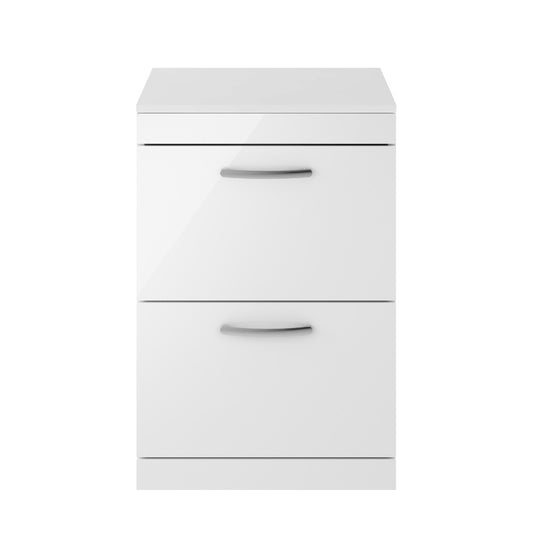 Fairford Carnation 600mm Gloss White Floor Standing 2 Drawer Vanity Unit, with Worktop